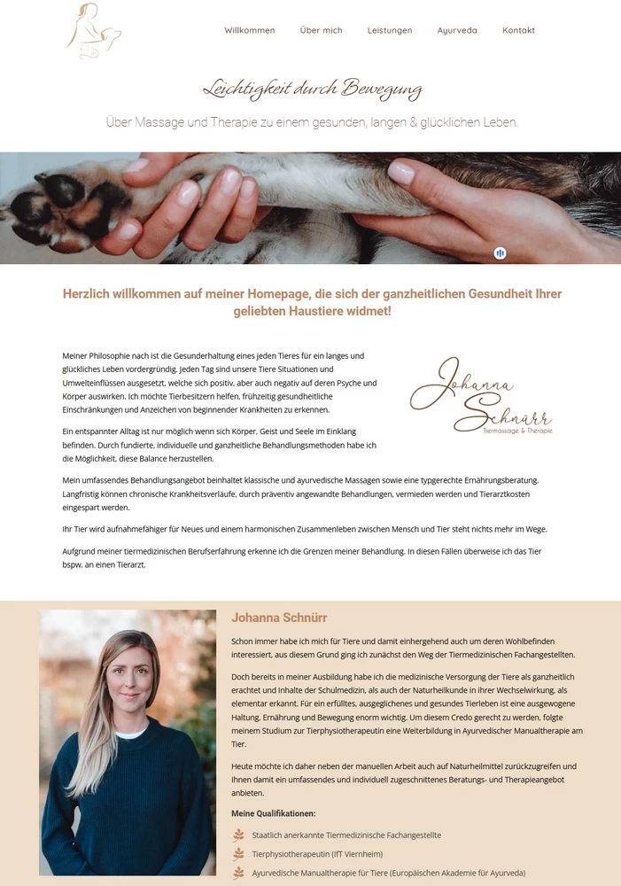tiermassage-schnuerr Webdesign Referenz